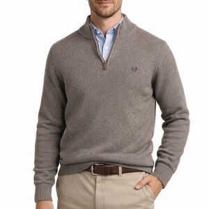 Chaps Men's Taupe Zip-Up Sweater